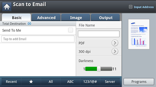 Scanning and sending through email